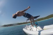 kornati islands boat tour guy jumping from a speedboat