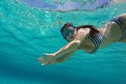 Girl snorkelling in bays of Dugi Otok