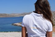girl looking the Kornati islands panoramic view