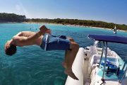 guy jumping in the boat