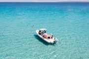 speedboat in the crystal clear sea on silba and olib boat tour