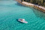aerial view of the speedboat on olib island