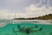 Guy snorkeling in Kornati islands