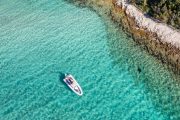 speedboat in a private bay on silba and olib boat tour