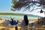 girl in beach bar on Sakarun beach with seaview