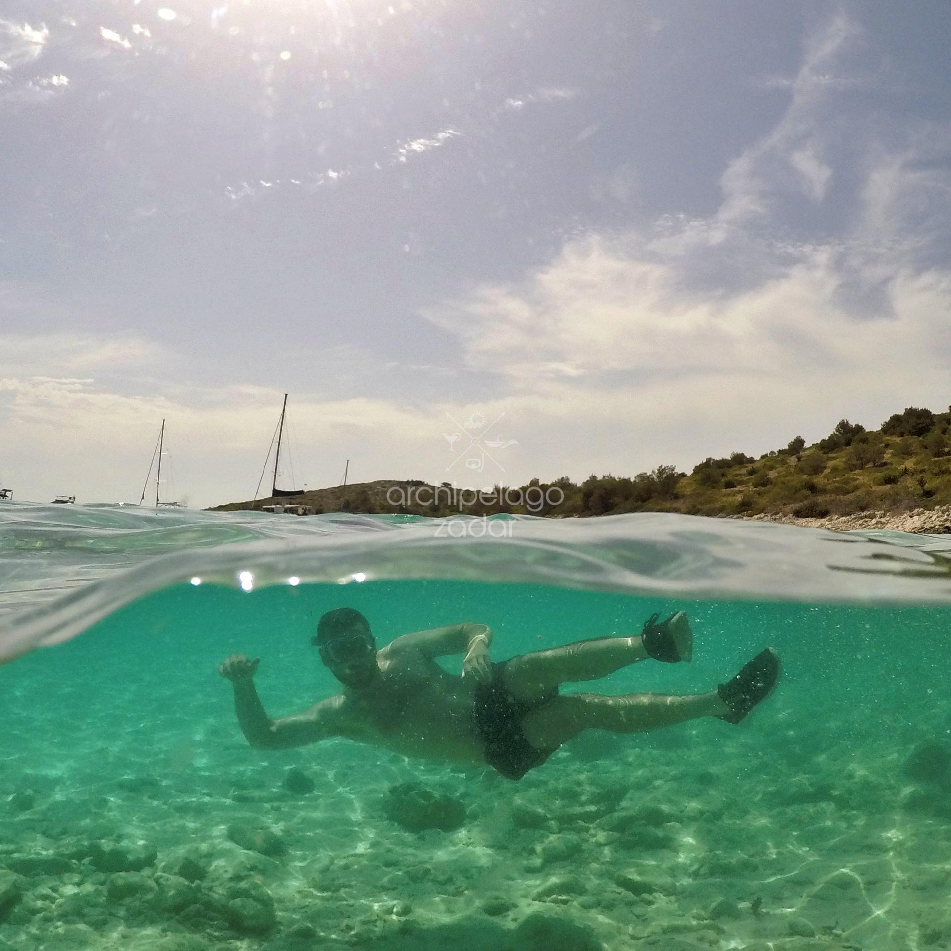 guy snorkelling undwrwater photo