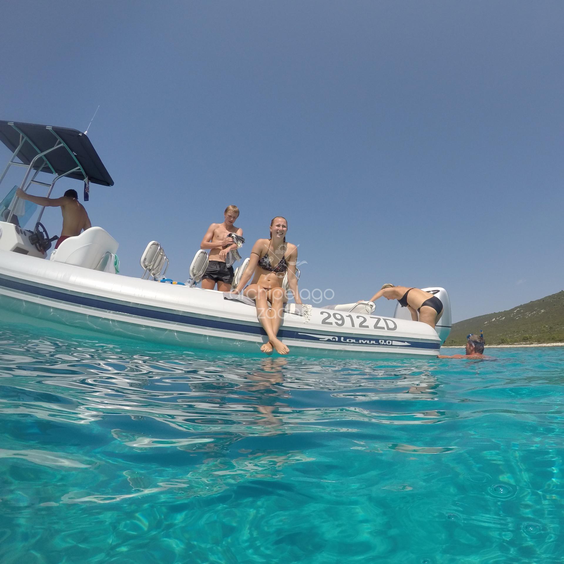 girl enjoying on a speedboat in sakarun bay