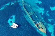 Sunken ship Michele dugi otok and boats
